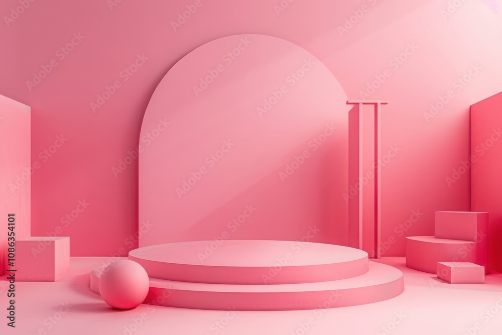Minimal abstract pink background with podium Minimal abstract pink background with podium