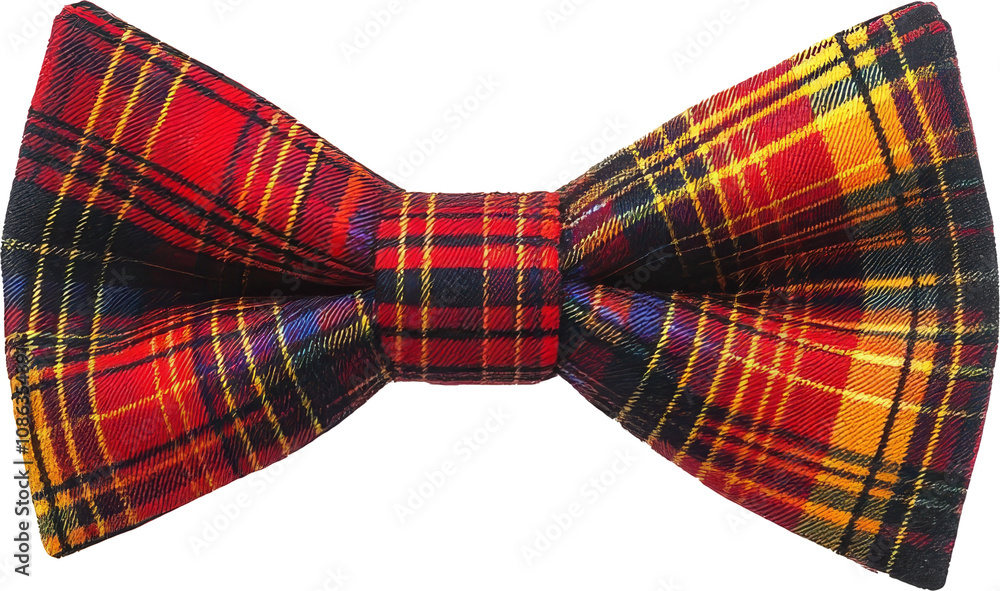 Plaid bow tie on transparent background, fashion accessory. Style and elegance concept