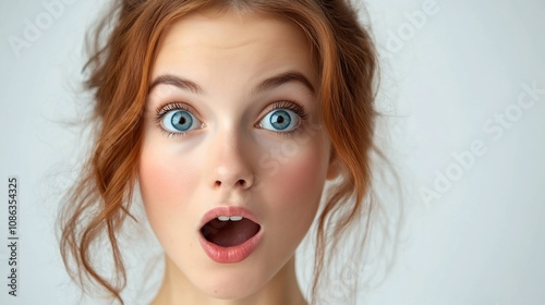 Close-up Portrait of a Shocked Young Woman