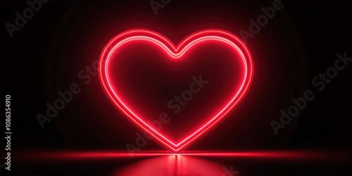 Neon red hearts on dark background abstract love , hearts, red, neon, dark, background, abstract, love, romance, vibrant photo