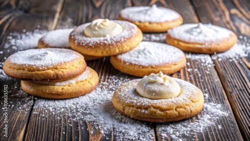 Cookies topped with cottage cheese and a dusting of powdered sugar , cottage cheese, cookies, dessert, sweet, homemade photo