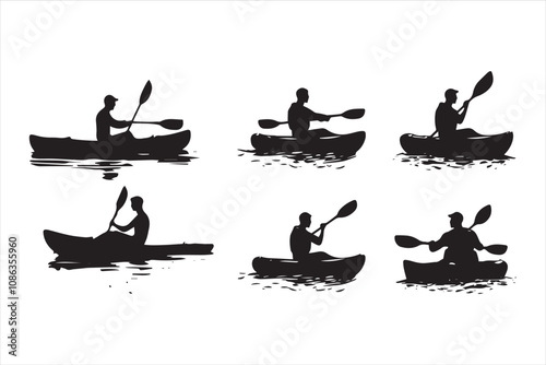 Canoe and Kayaking Silhouette Set