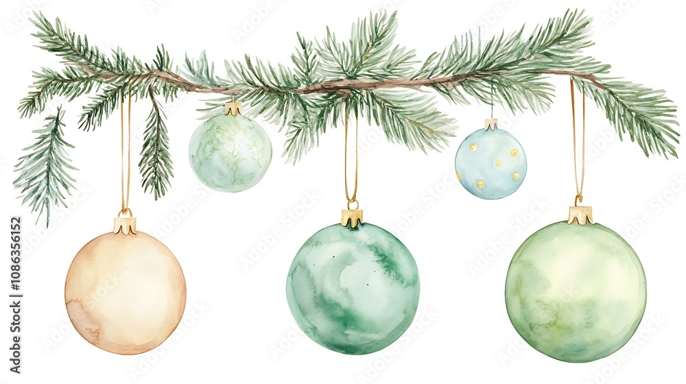 Set With Fir Branches Balls Set With Fir Branches Balls