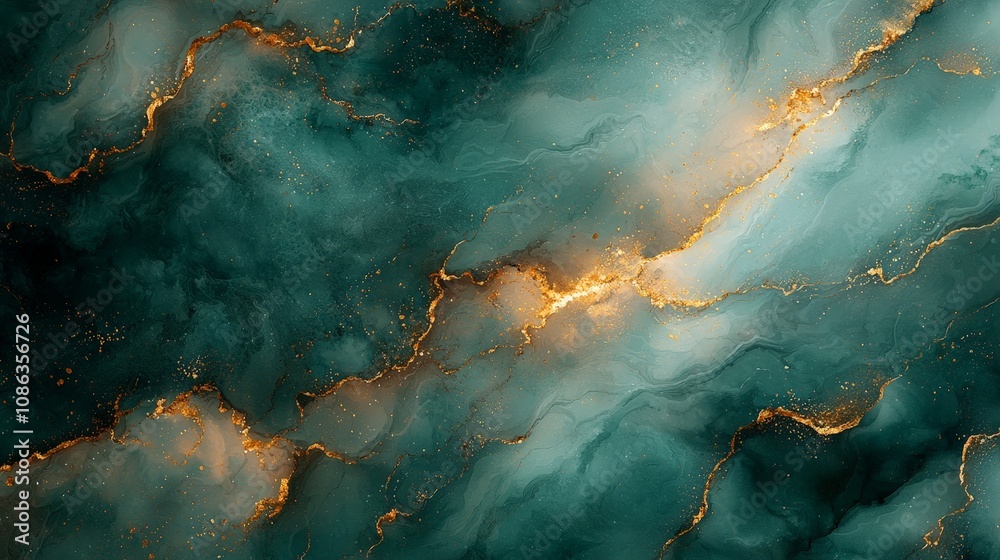 An abstract swirling pattern of teal and gold, evoking a cosmic or fluidic atmosphere. An abstract swirling pattern of teal and gold, evoking a cosmic or fluidic atmosphere.