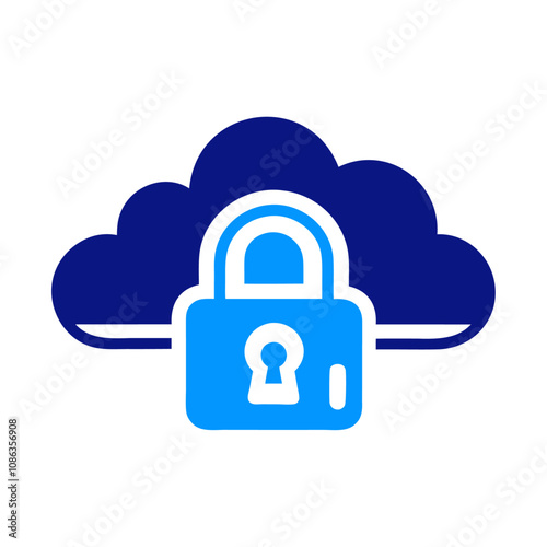 Blue silhouette secure cloud vector icon design