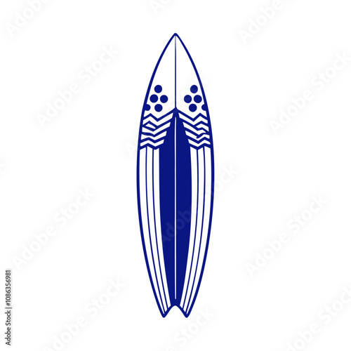 Blue silhouette surf board vector icon design