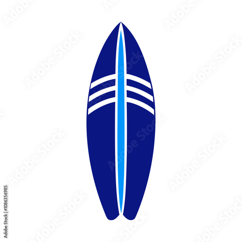 Blue silhouette surf board vector icon design