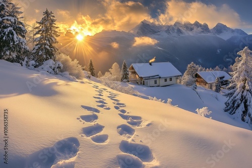 winter landscape in the mountains photo