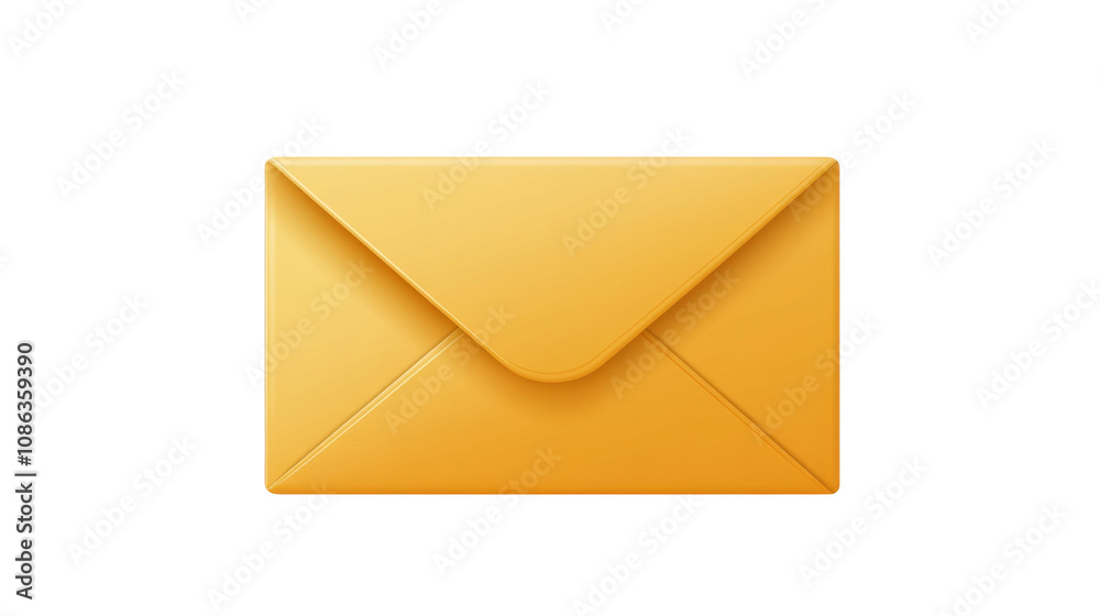 Yellow envelope on transparent background, isolated Yellow envelope on transparent background, isolated