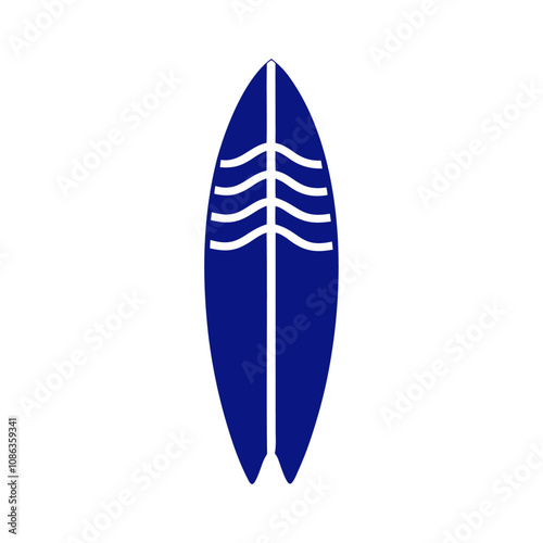 Blue silhouette surf board vector icon design