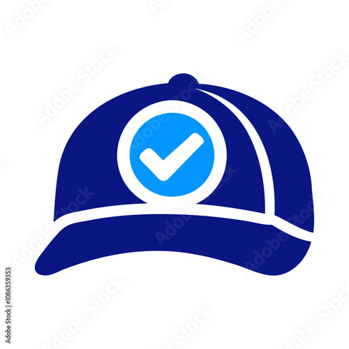 Blue silhouette cap with checkmark vector icon design