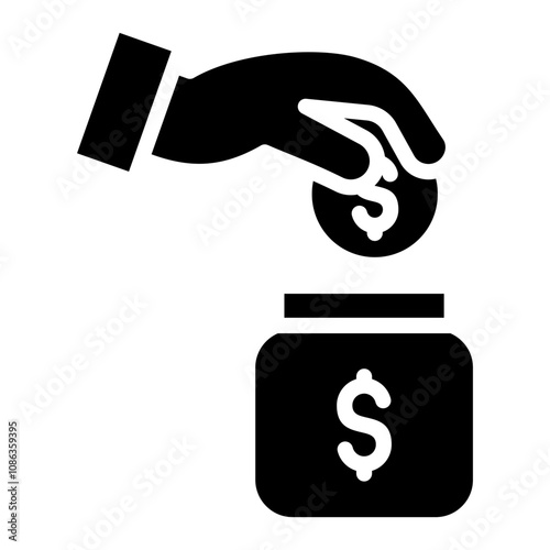 Dropping Coin Into Jar Icon