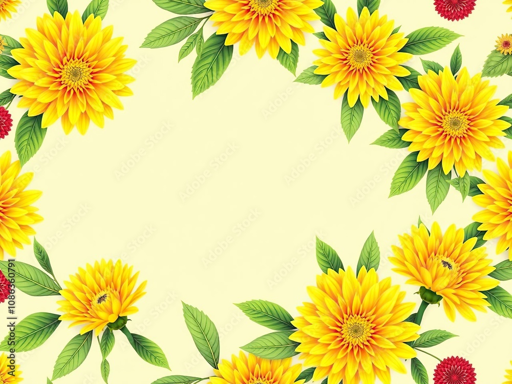 Seamless yellow and green chrysanthemum leaf arrangement, green, seamless, leaf Seamless yellow and green chrysanthemum leaf arrangement, green, seamless, leaf