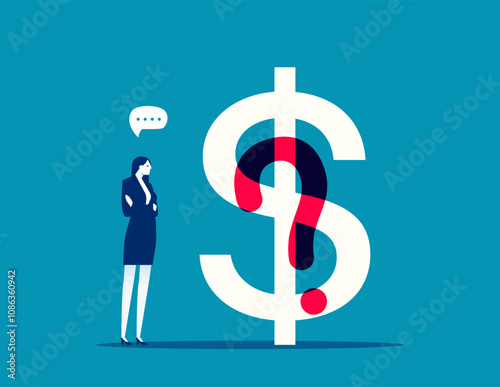 Dollar symbol question mark and man. Vector Question Mark and Dollar Symbol Intertwined