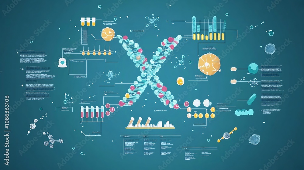 Obraz premium Dna replication mechanisms illustrated a comprehensive bio research infographic explaining the steps and enzymes involved in replicating DNA