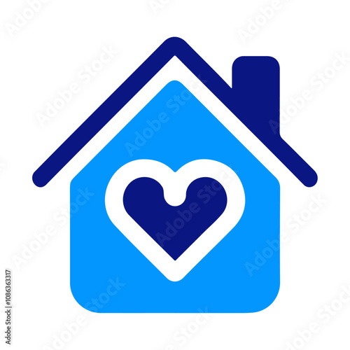 Black silhouette love in house vector icon design