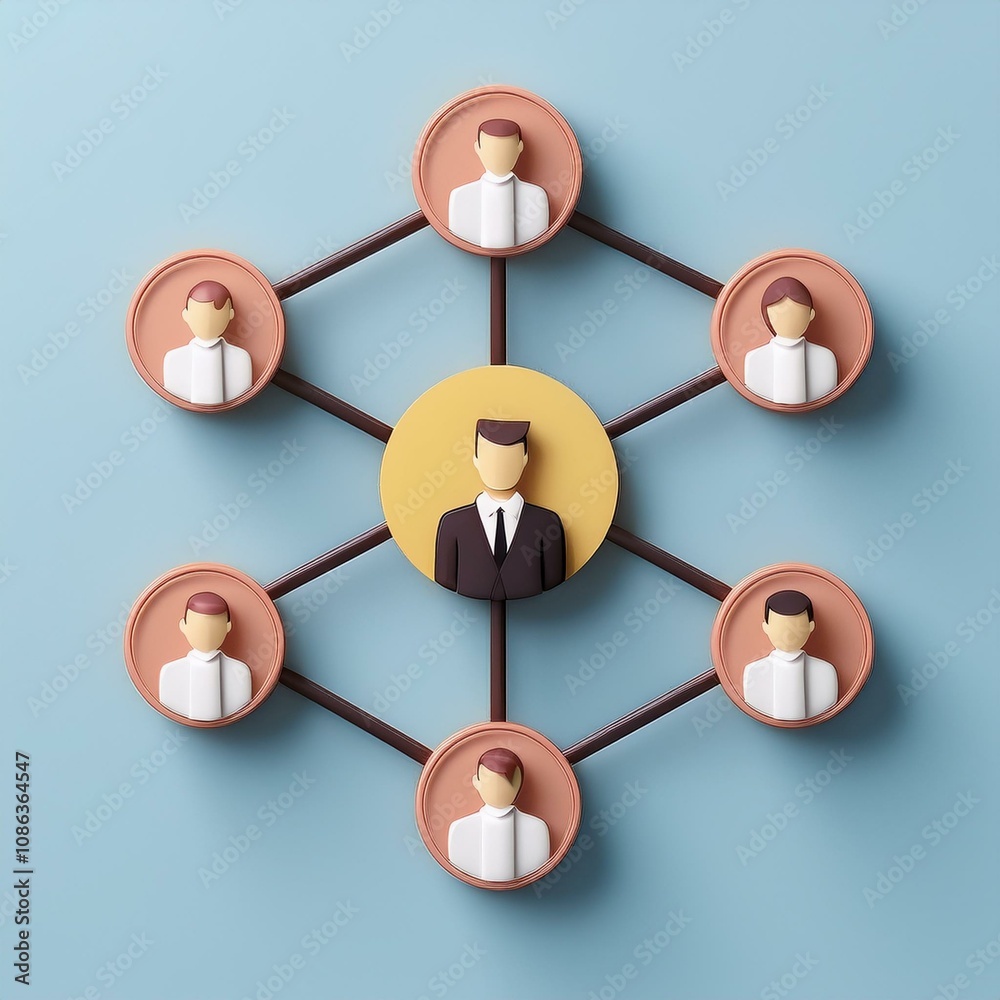 Fototapeta premium rank coordinator conceptual. Network of people connected to a central figure.