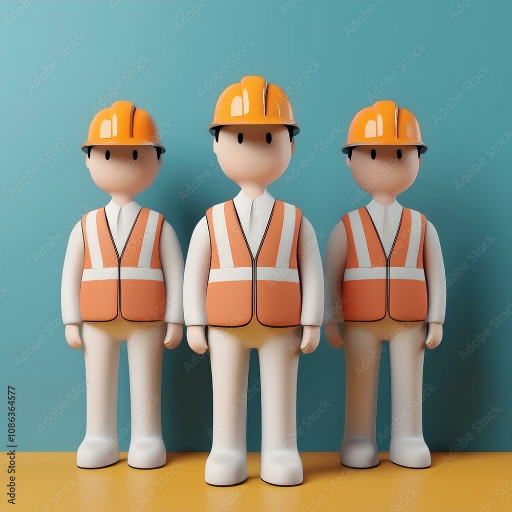 rank coordinator conceptual. Three cartoon construction workers in safety gear. rank coordinator conceptual. Three cartoon construction workers in safety gear.