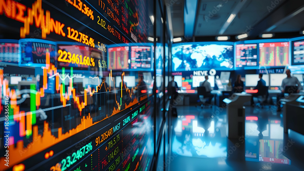 Stock market and trading, digital graph Stock market and trading, digital graph