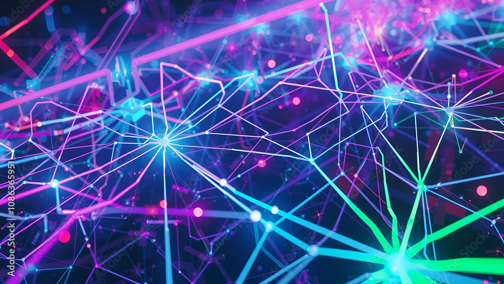 Neural lowpoly AI futuristic neon network of abstract connection background Neural lowpoly AI futuristic neon network of abstract connection background