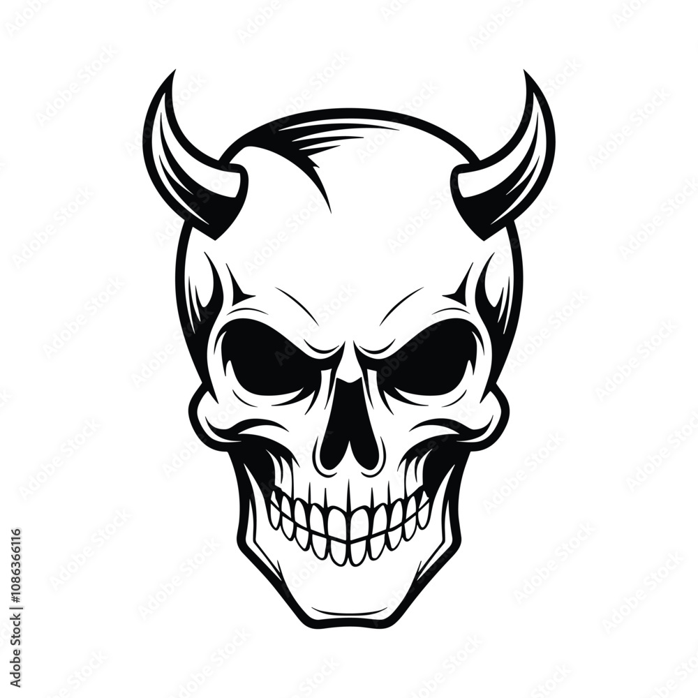 Fototapeta premium Skull vector illustration silhouette