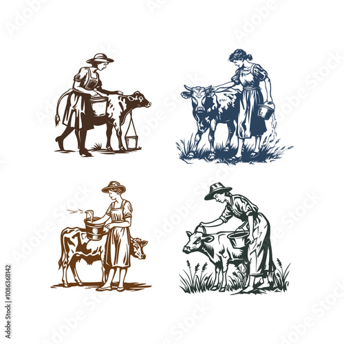 female cattle farmer design vector