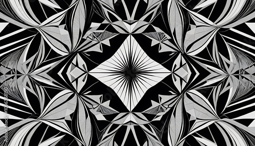 Black and white kaleidoscope pattern