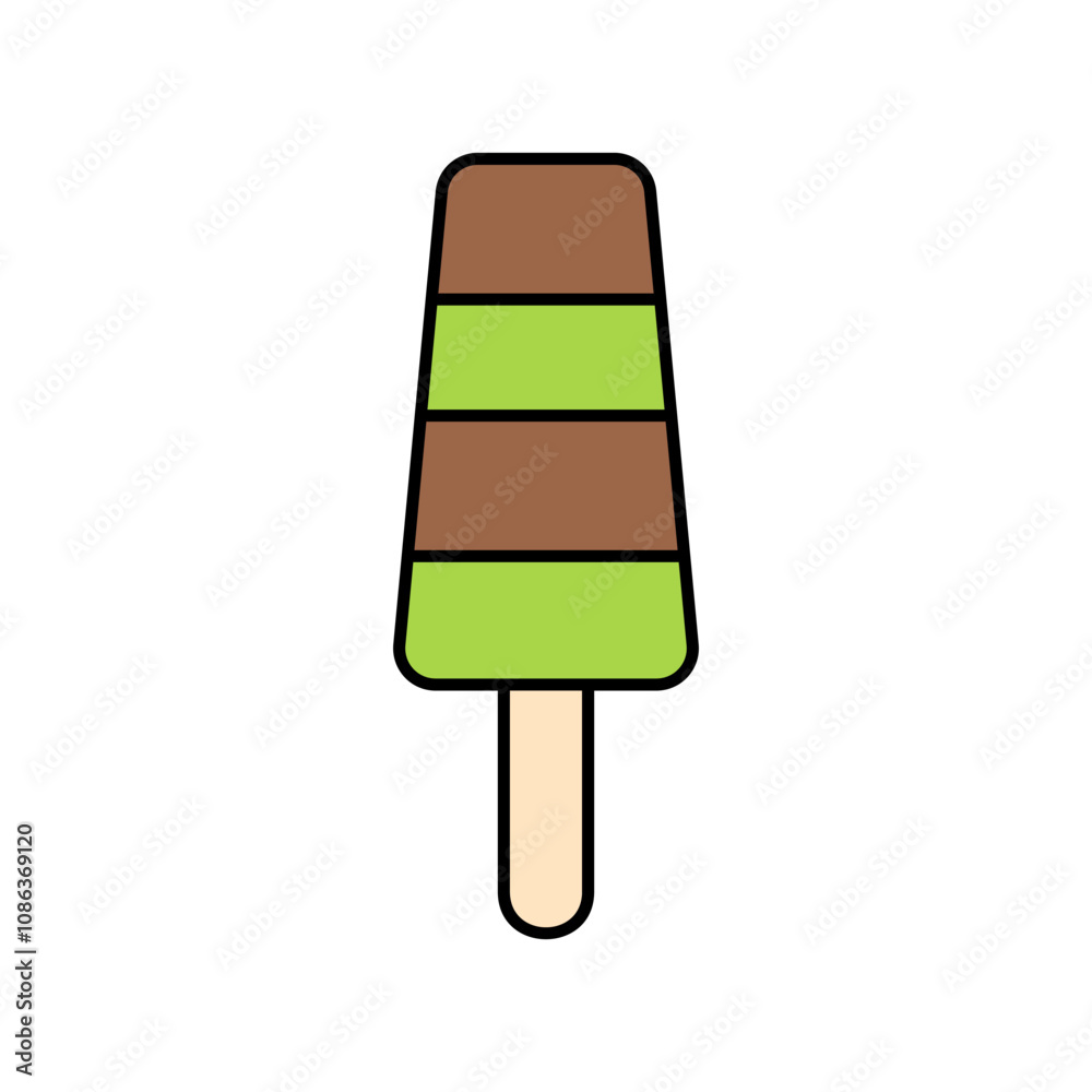 Matcha Ice Cream Icon Lineal Color Matcha Ice Cream Icon Lineal Color
