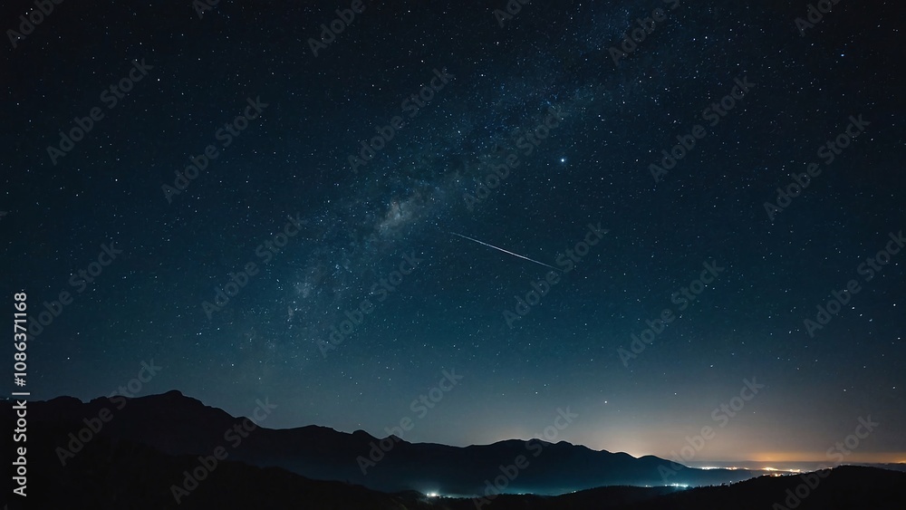 Fototapeta premium The night sky is lit by the moonlight