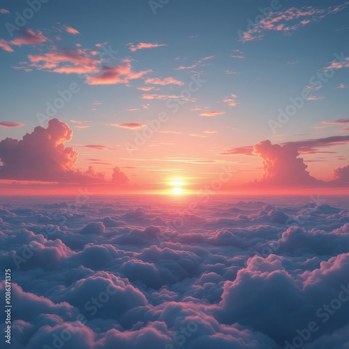 Sunrise Above Clouds in Stunning Landscape  
