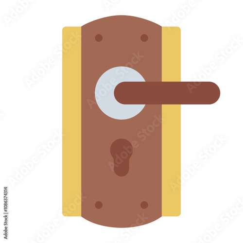 Door lock flat icon for secure entry and safety protection.