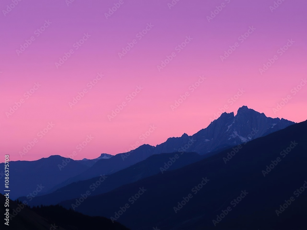 A subtle gradient of purples and golds in the upper atmosphere casting a mystical glow on the surrounding mountains, abstract, mystic, mountainous