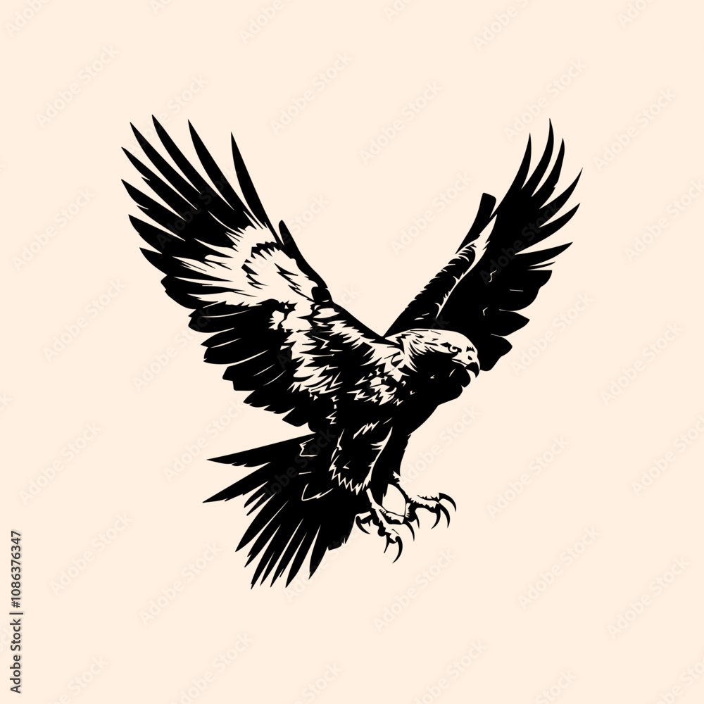 Obraz premium vector animal illustration, logo, silhouette of an eagle with wide wings