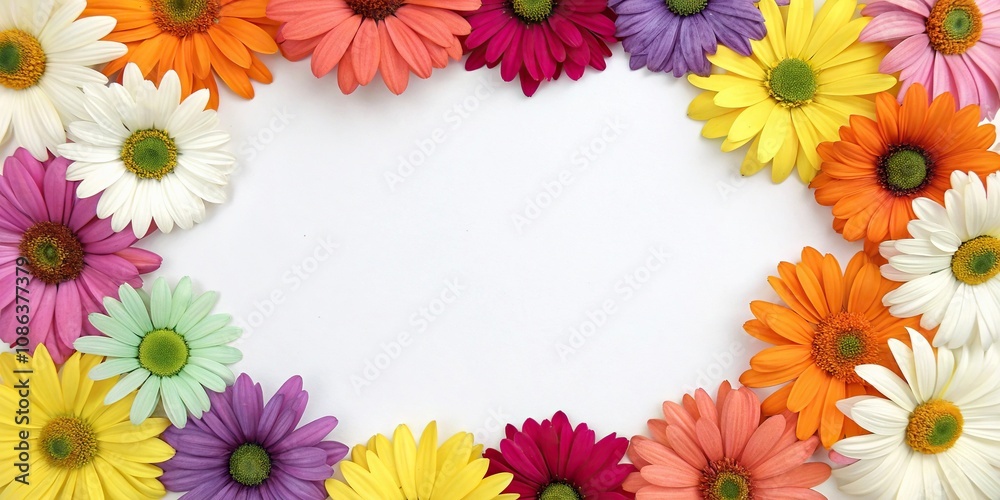Colorful daisies arranged in a round pattern, holiday, arrangement, flowers, gift Colorful daisies arranged in a round pattern, holiday, arrangement, flowers, gift