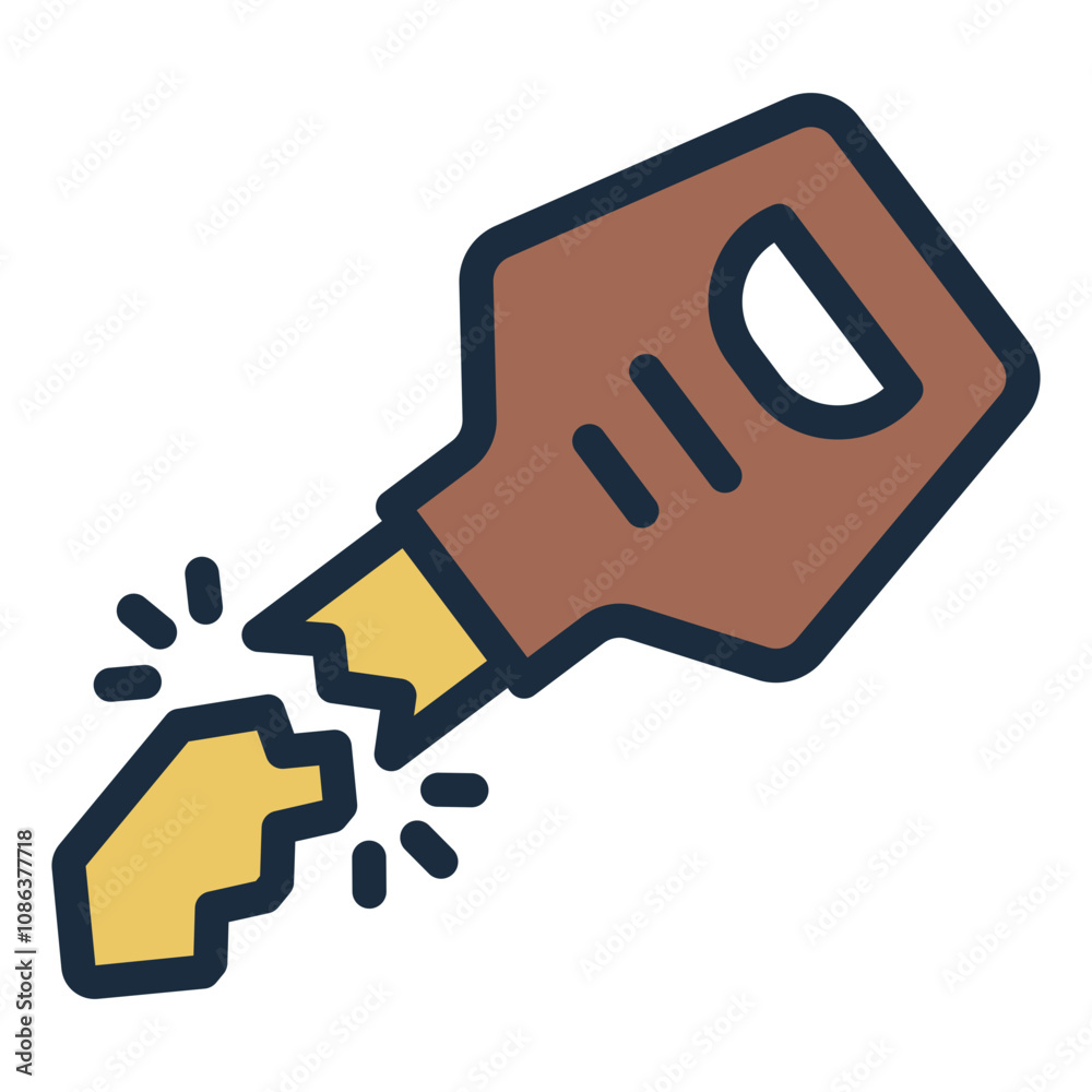 Broken key filled line icon representing repair or key extraction.