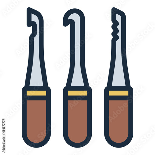 Key extractor set filled line icon used in removing broken keys from locks.