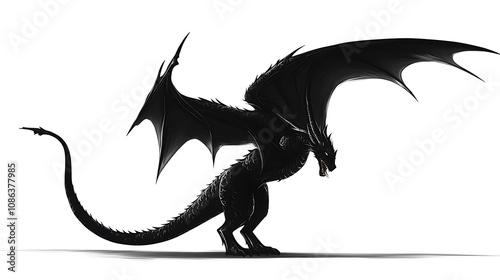 Legendary black dragon silhouette symbolizing strength and mystery power