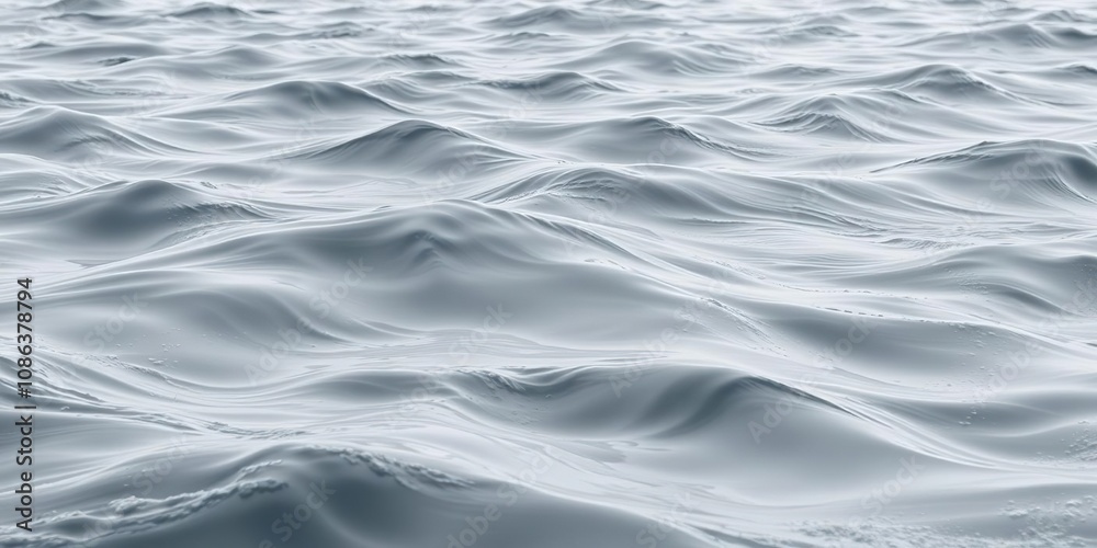 Obraz premium Elegant grey fluid waves with subtle highlights in a serene ocean setting, ocean waves, soft focus, organic shapes