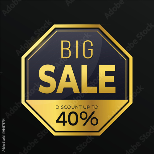 big sale today golden design with polygon shape
