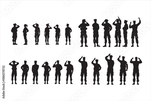 Saluting Army Silhouette Bundle Military Salute Bundle Army Silhouette Collection Soldier Salute