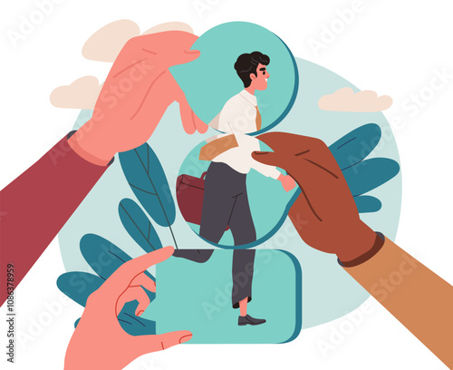 Man with lack of time. Businessman and employee hurry up to work. Time management and work process organization. Planning and setting goals and deadlines. Flat vector illustration