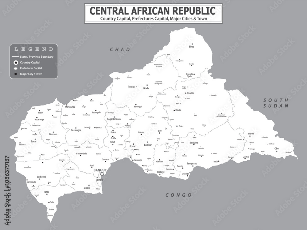 Obraz premium African Countries Geography Political map. Political map of country with capital, province or state capital, major cities and town.