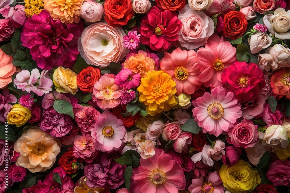 A colorful and vibrant display of blooming flowers. A colorful and vibrant display of blooming flowers.