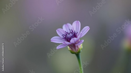 Close-up shot of a single mauve flower in full bloom, colorful blooms, close-up, petals