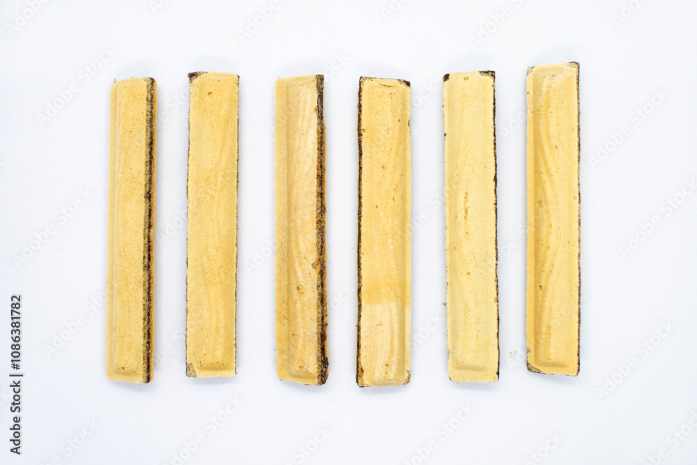 Wafer stick filled with chocolate cream isolated on white background Wafer stick filled with chocolate cream isolated on white background