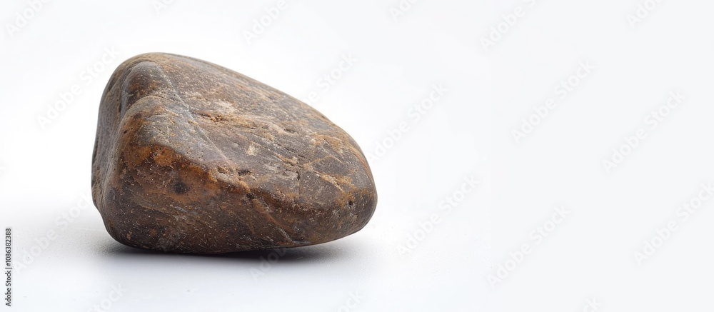 Single Natural Stone on White Background Selective Focus Shallow Depth of Field Single Natural Stone on White Background Selective Focus Shallow Depth of Field