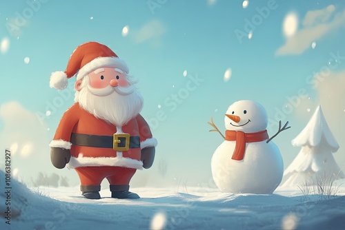 santa claus and snowman