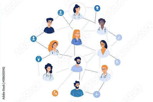 Illustration of online network of physicians in a network 
