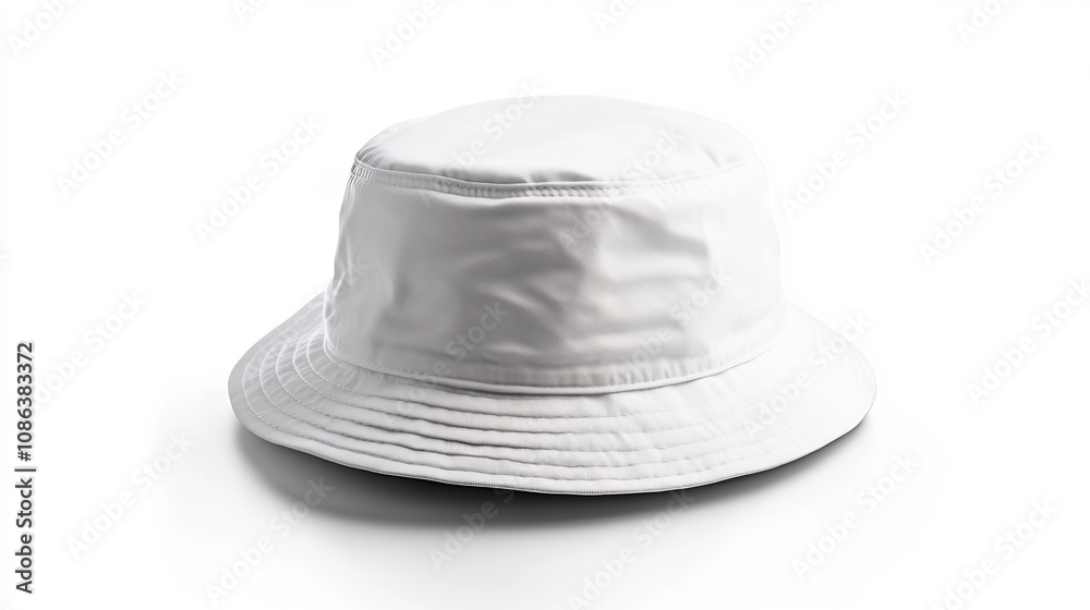 White Bucket Hat Mockup on a White Background White Bucket Hat Mockup on a White Background