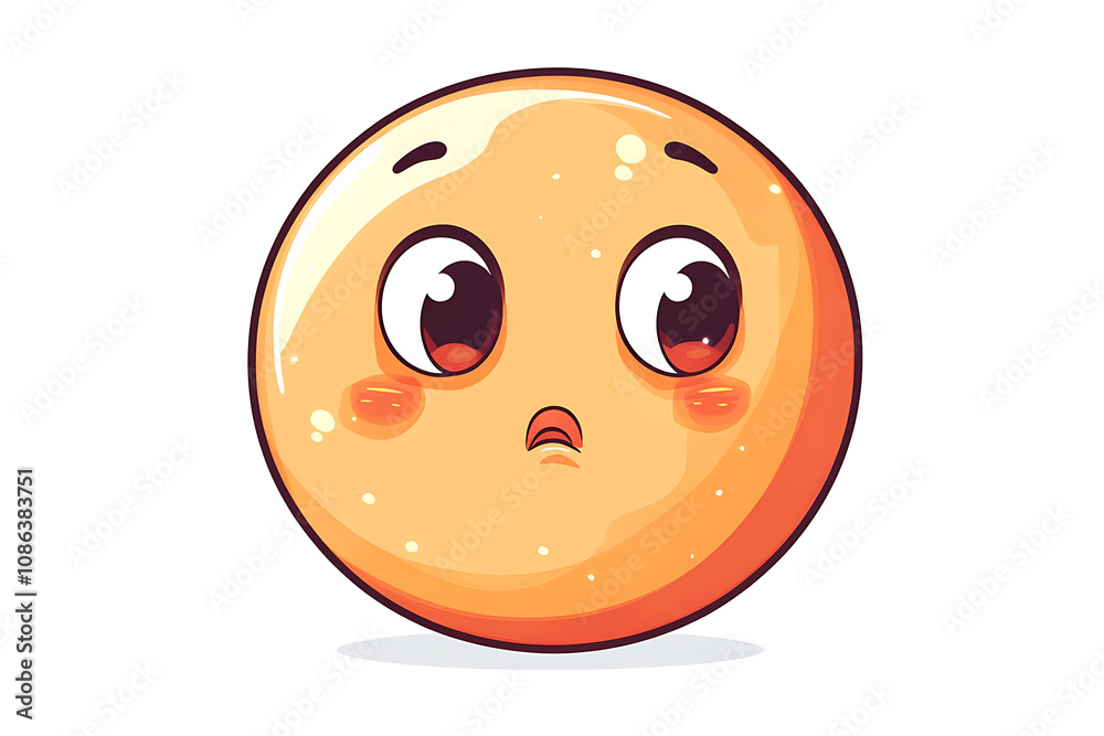 Fototapeta premium A cute, cartoonish orange character with big eyes and a worried expression.
